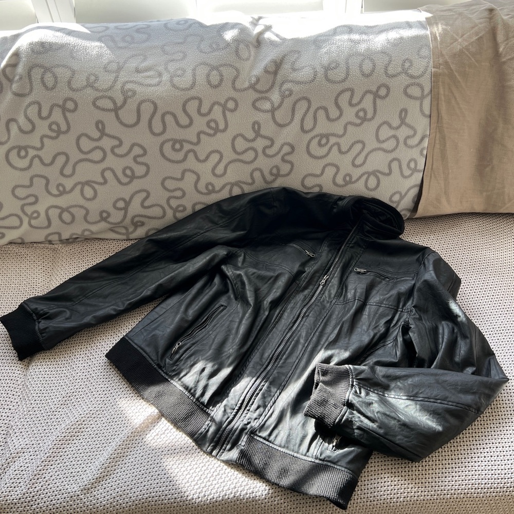 faux leather jacket black